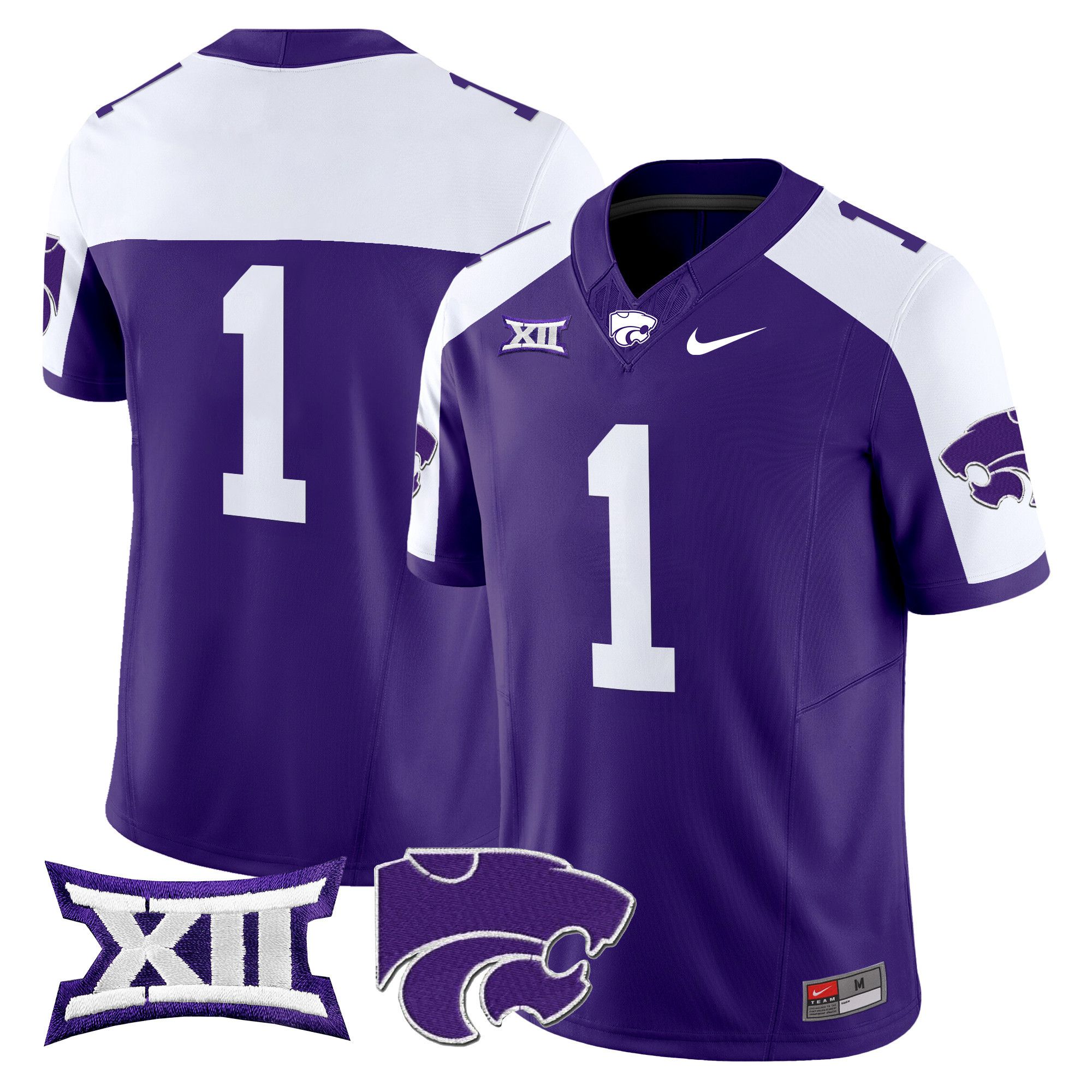 Men Kansas State Wildcats #1 No Name Purple Nike 2024 Vapor Limited NCAA Jersey